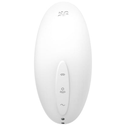 SATISFYER Vulva Lover 2 in Weiß mit sichtbaren Bedienelementen in der Vorderansicht