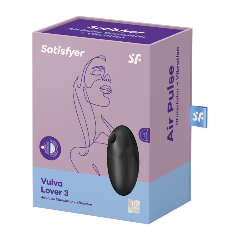 SATISFYER Vulva Lover 3 Luftpulsstimulator und Vibrator in Schwarz in der Originalverpackung