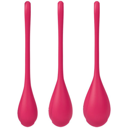 Satisfyer Yoni Power 1 mit drei pinken Liebeskugeln unterschiedlicher Größe und Rückholschlaufen