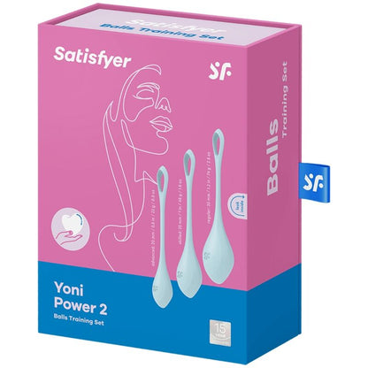 Satisfyer Yoni Power 2 Beckenboden-Trainingsset in Blau in der Originalverpackung