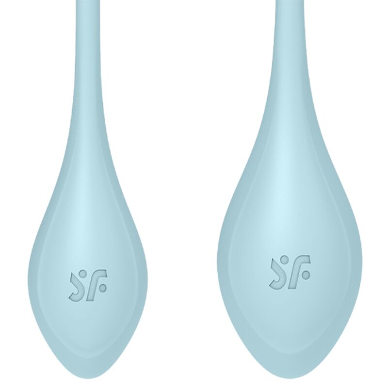 Satisfyer Yoni Power 2 Liebeskugeln in Blau mit Rückholschlaufen in der Detailansicht
