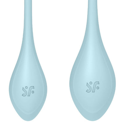 Satisfyer Yoni Power 2 Liebeskugeln in Blau mit Rückholschlaufen in der Detailansicht