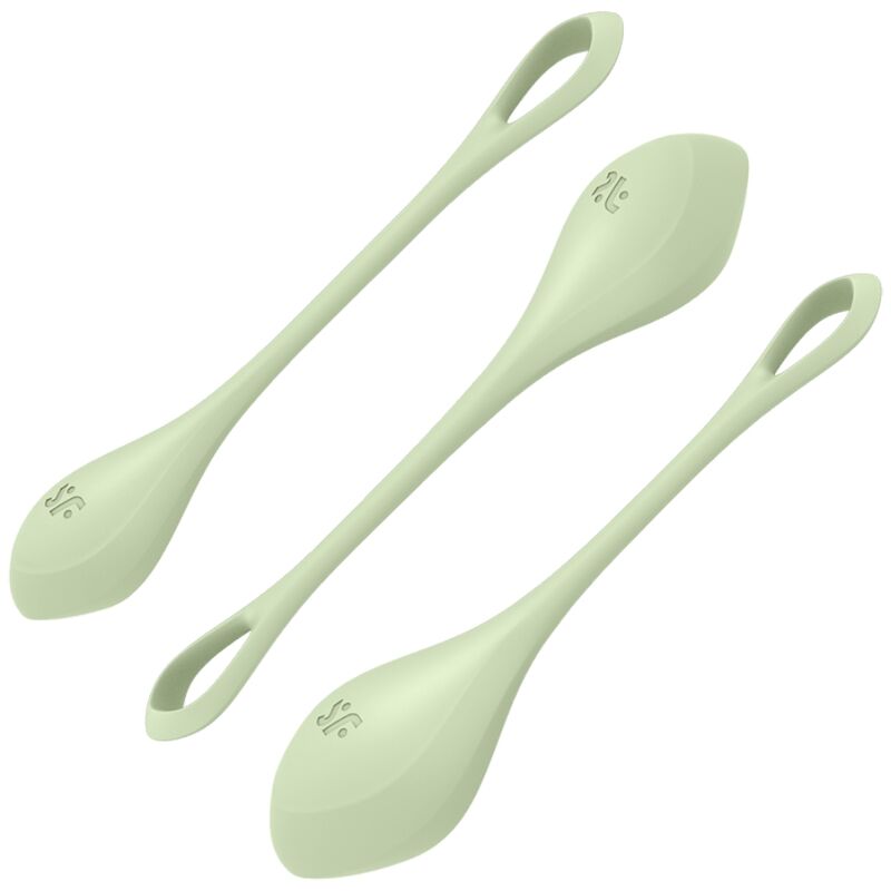 Satisfyer Yoni Power 2 Set mit drei grünen Liebeskugeln für das Beckenbodentraining