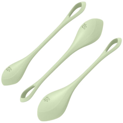 Satisfyer Yoni Power 2 Set mit drei grünen Liebeskugeln für das Beckenbodentraining