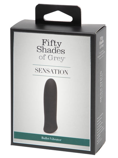 Produktverpackung des Sensation Bullet Vibrators von Fifty Shades of Grey in elegantem Design