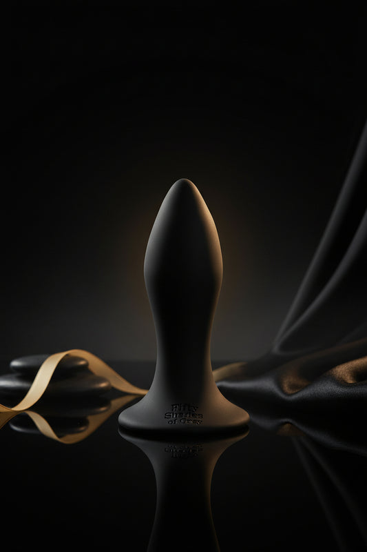 Sensation Vibrating Butt Plug aus schwarzem Silikon mit sicherem Standfuß
