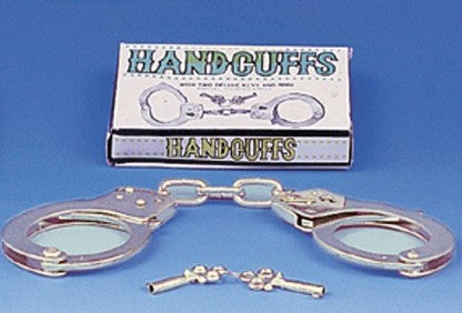 Seven Creations Metal Cuffs silberfarbene Handschellen mit zwei Schlüsseln und Verpackung