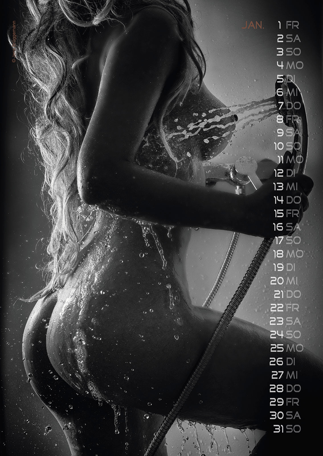 Sexy Backside Kalender 2027 DIN A3 – sinnliche Schwarz-Weiß-Fotografie mit weiblichem Model in rückseitiger Detailansicht