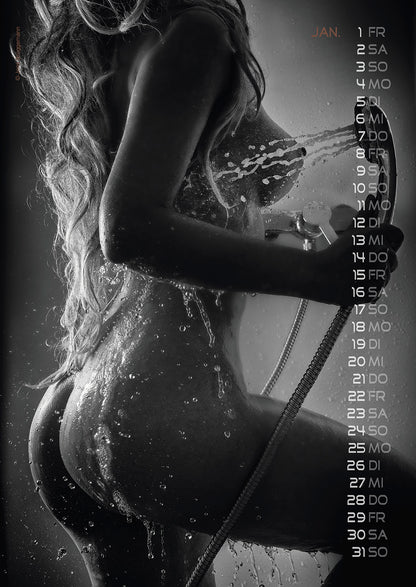 Sexy Backside Kalender 2027 DIN A3 – sinnliche Schwarz-Weiß-Fotografie mit weiblichem Model in rückseitiger Detailansicht
