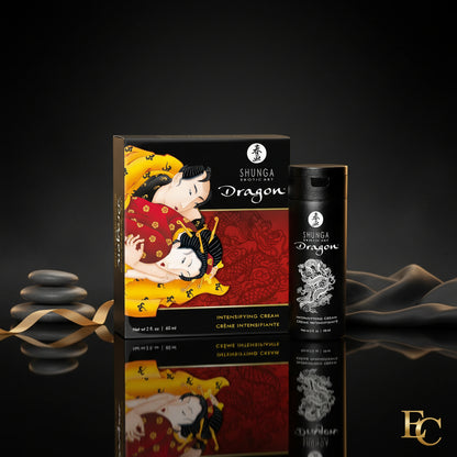 Shunga Dragon Intensifying Cream Verpackung und Produktansicht Set