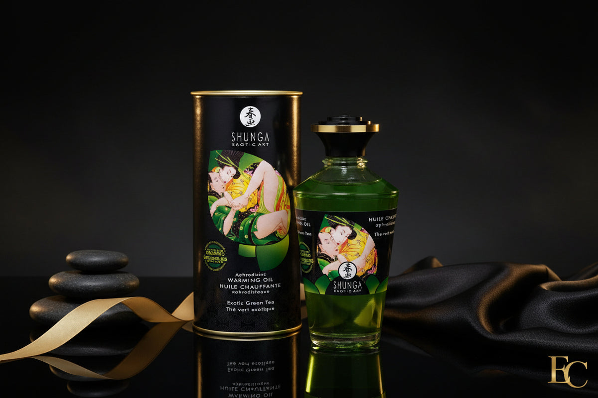 Intimate Kisses Öl Organica Green Tea von Shunga für sinnliche Massagen
