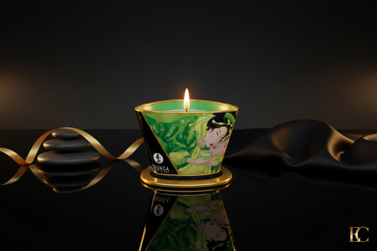 SHUNGA Massagekerze Zénitude Green Tea 170ml in dekorativer Metalldose