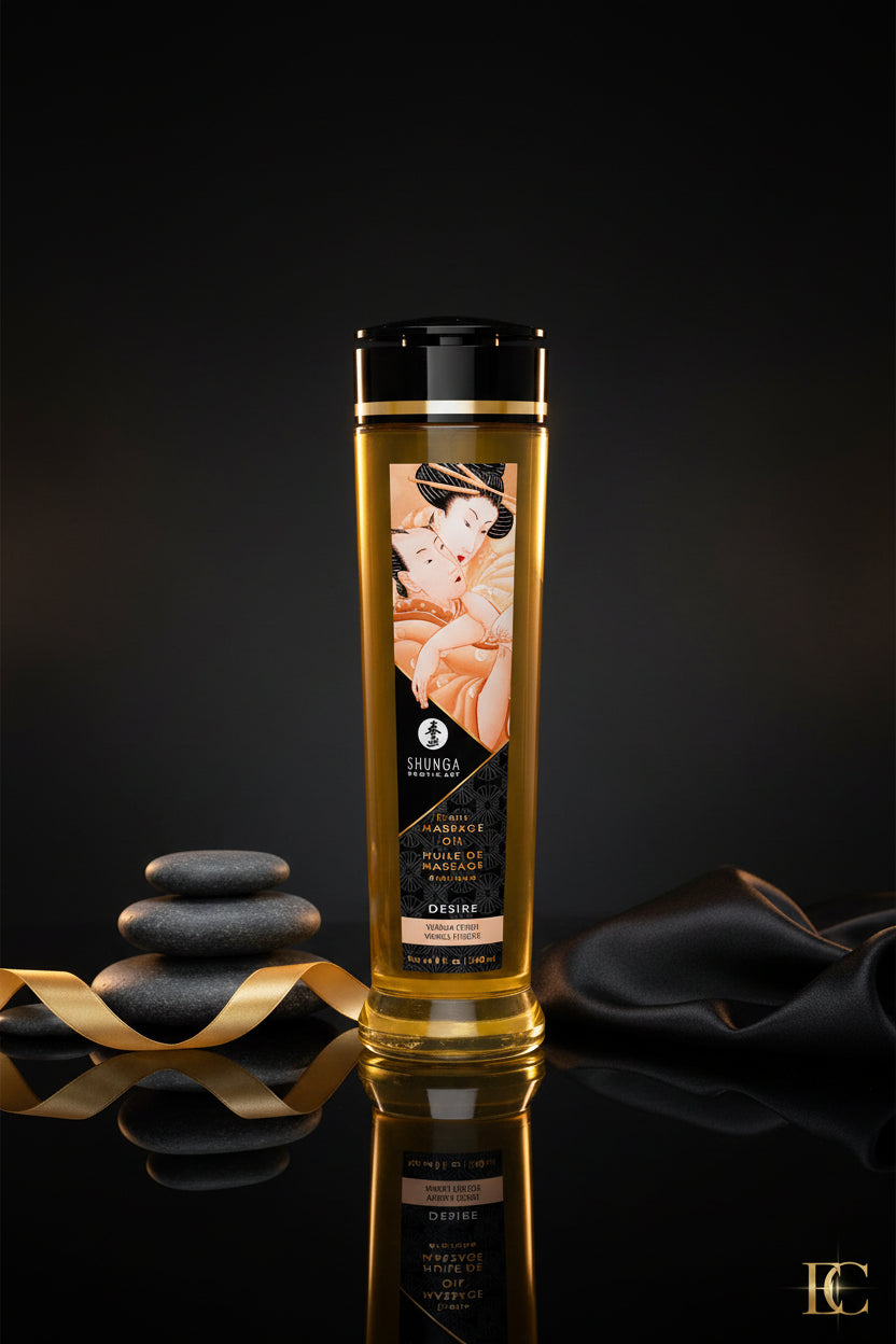 Massage Öl Desire Vanilla Fetish von Shunga in einer eleganten Flasche