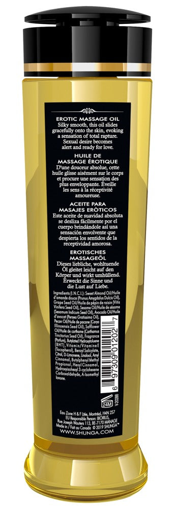 SHUNGA Massage Öl Libido Exotic Fruits 240ml Rückseite mit Produktinformationen