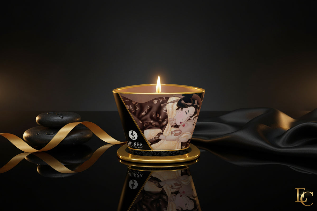 Shunga Massagekerze Excitation/Intoxicating Chocolate mit verführerischem Schokoladenduft