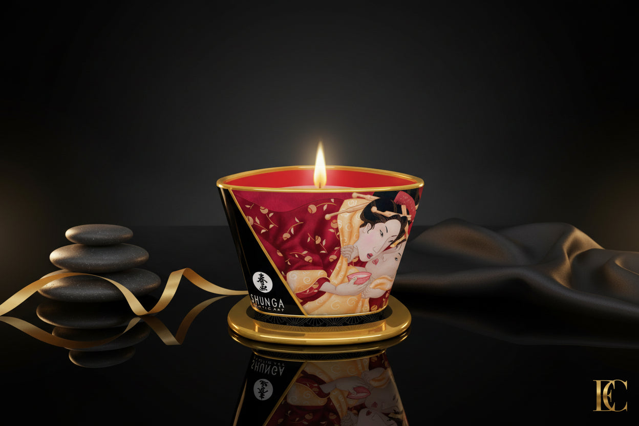 SHUNGA Massagekerze Romance Strawberry Wine 170ml in edler Metalldose