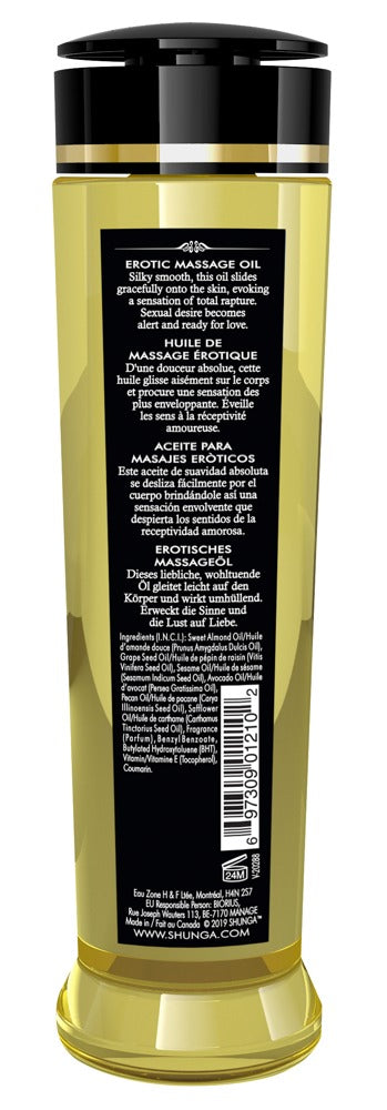 SHUNGA Massage Öl Adorable Coconut Thrills 240ml Flasche Rückseite Inhaltsangaben