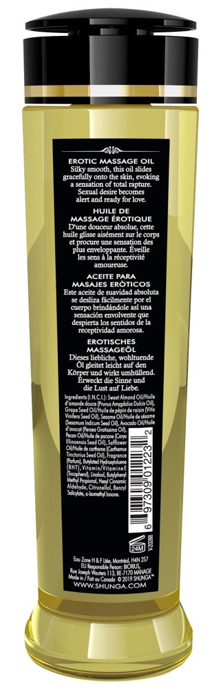 SHUNGA Massageöl Amour Sweet Lotus 240ml Rückseite Inhaltsstoffe