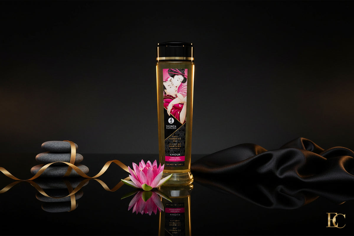 Massage Öl Amour Sweet Lotus von Shunga in ansprechender Verpackung