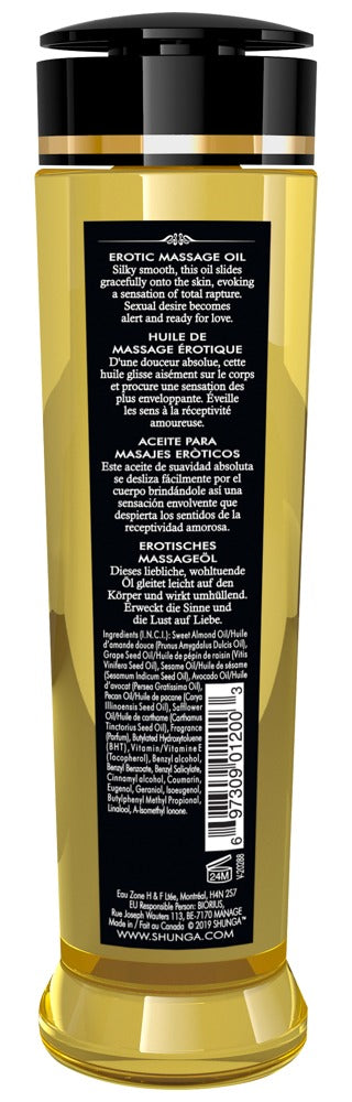 SHUNGA Massageöl Aphrodisia Rose 240ml Verpackung Rückseite Inhaltsangaben
