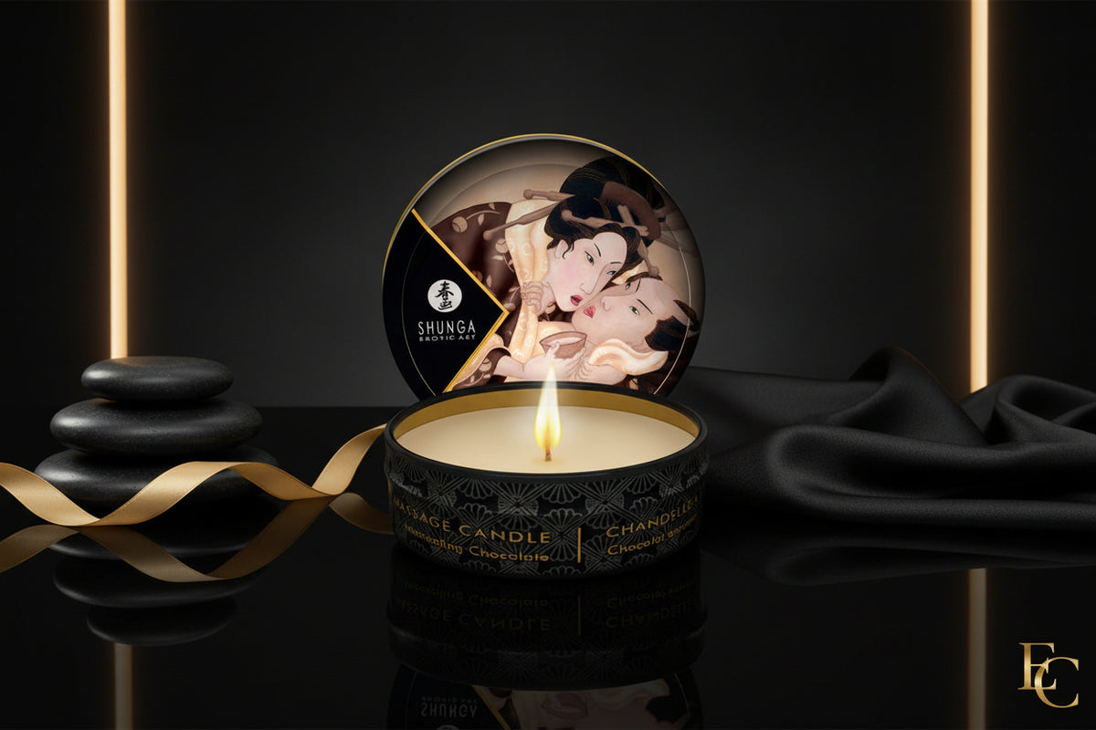 Mini Massagekerze Intoxicating Chocolate von Shunga in elegantem Design.