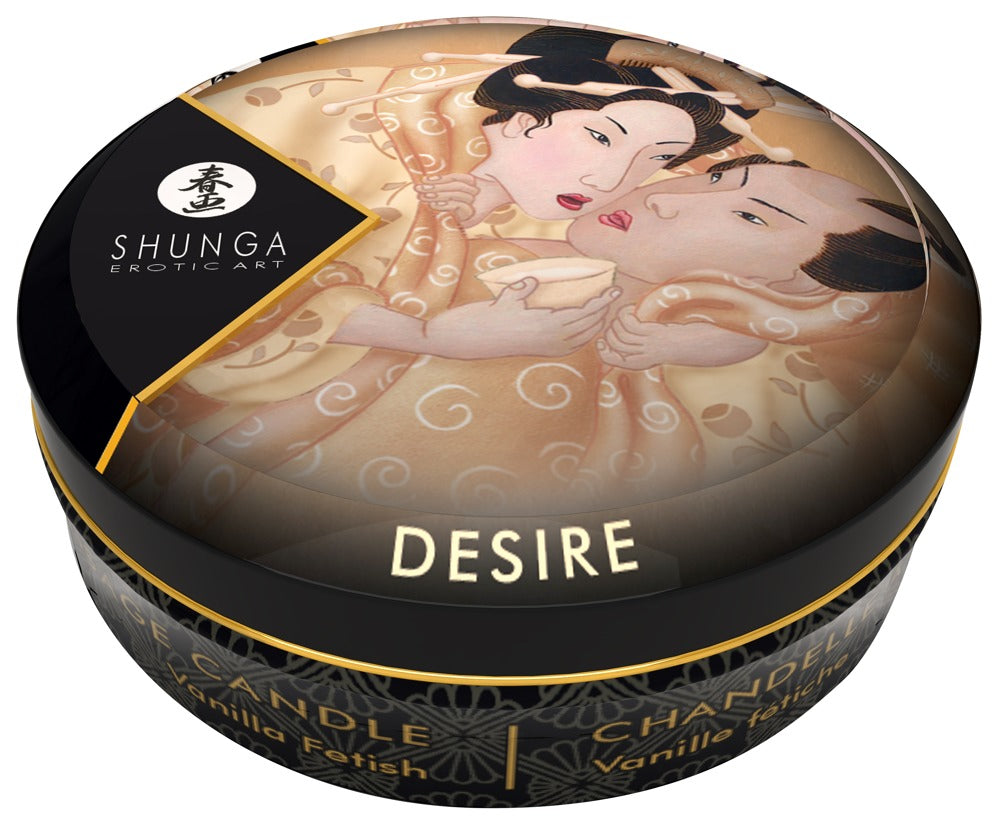 Shunga Mini Massage Candle Vanilla in geschlossener Metalldose