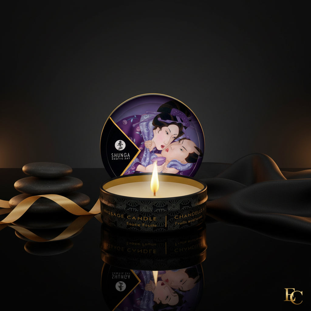 Mini Massagekerze Exotic Fruits in edler Metalldose von Shunga