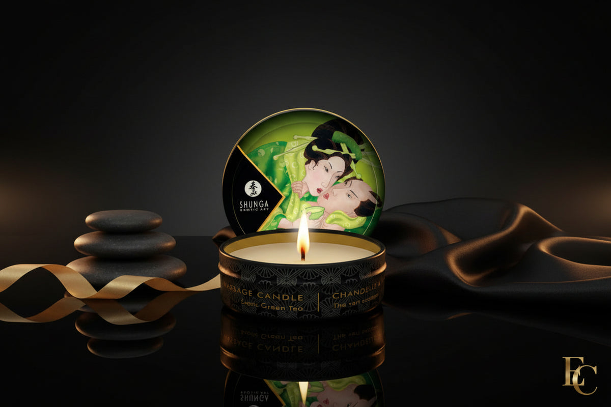 SHUNGA Mini Massagekerze Exotic Green Tea in eleganter Metalldose