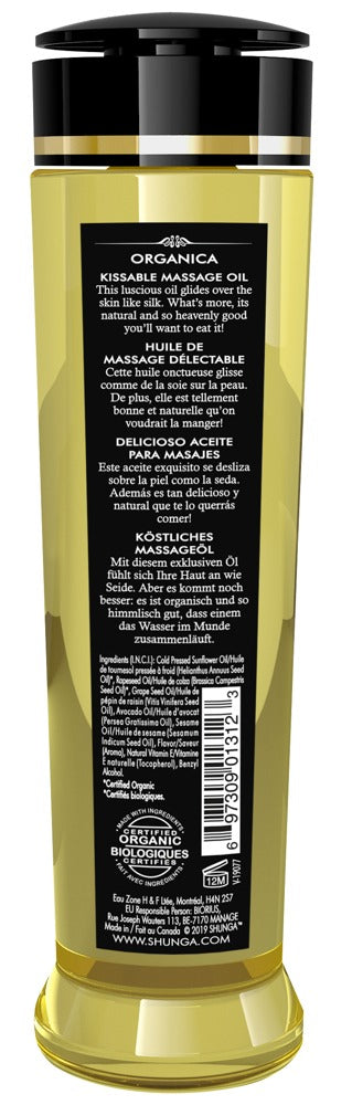 SHUNGA Organica Almond Sweetness Massageöl 240ml Rückseite Inhaltsstoffe