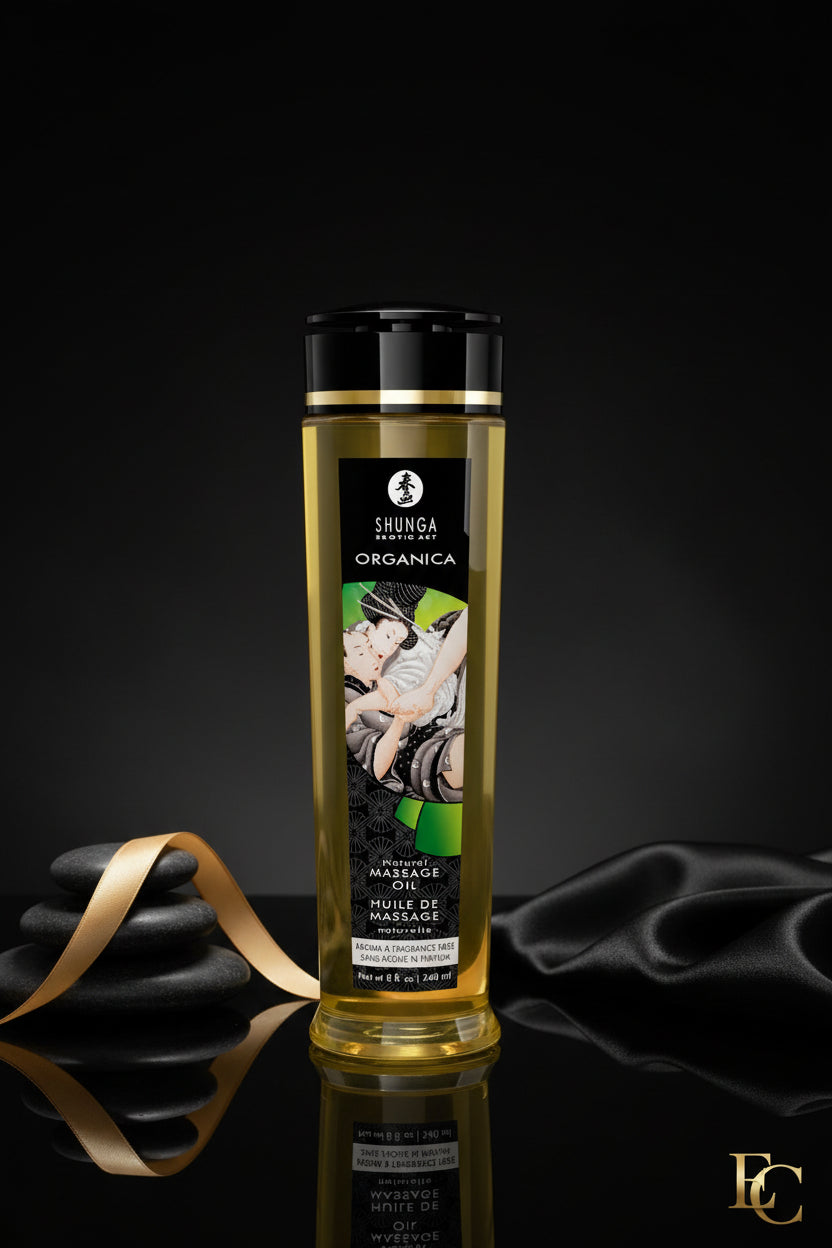 Flasche von Shunga Massage Öl Organica – duftfrei und natürlich
