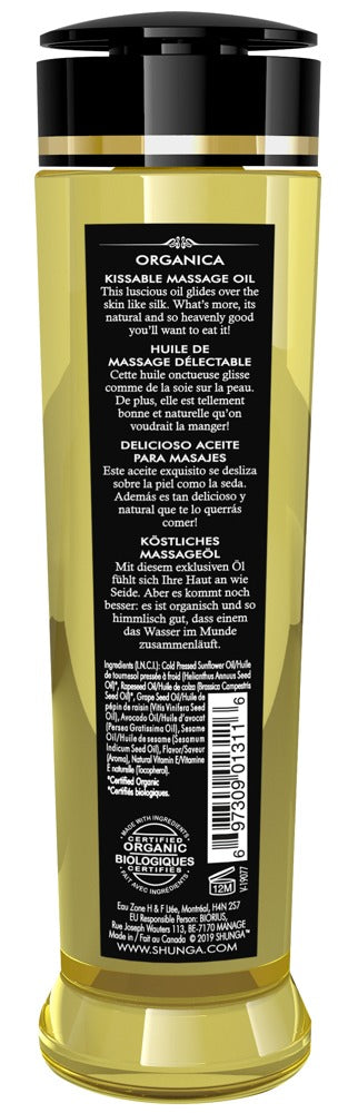 Shunga Organica Massageöl Exotic Green Tea 240 ml Rückseite Inhaltsstoffe
