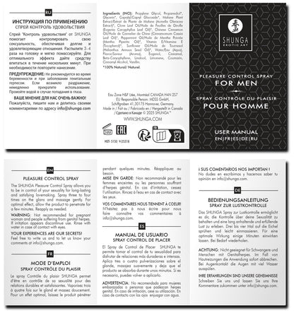Informations- und Anwendungshinweise zum Shunga Pleasure Control Spray for Men