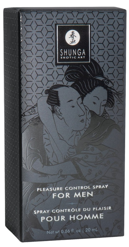 Vorderseite der Verpackung des Shunga Pleasure Control Spray for Men 20 ml