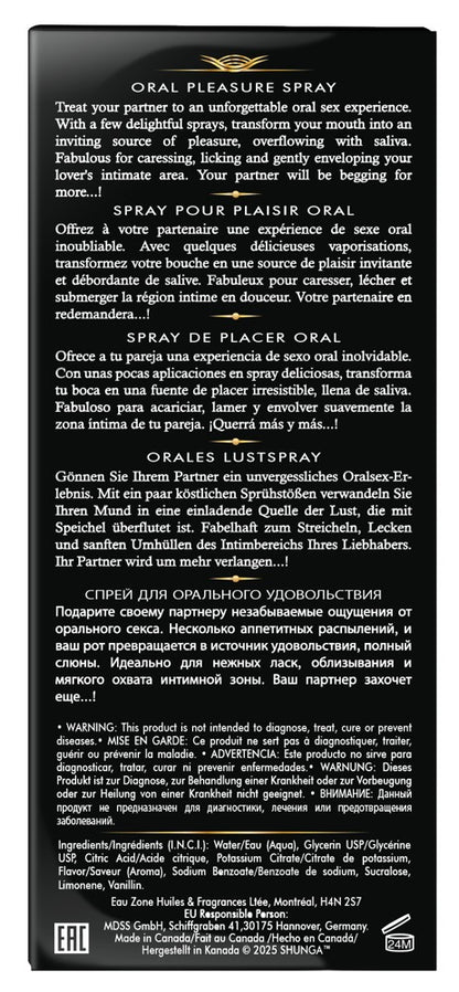 SHUNGA Waves of Pleasure Spray Watermelon Verpackung Rückseite Inhaltsstoffe
