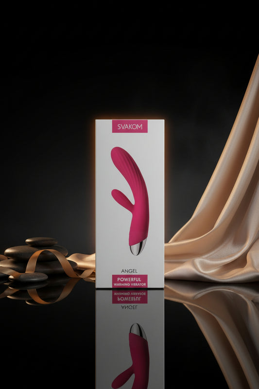Svakom Angel Warming Vibrator in eleganter Verpackung mit Produktabbildung