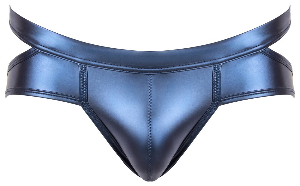 Svenjoyment Herren-Slip in Blau im Metallic-Mattlook mit seitlichen Cut-outs in der Vorderansicht