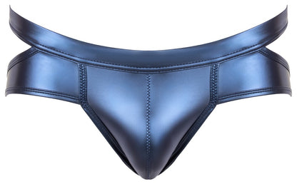 Svenjoyment Herren-Slip in Blau im Metallic-Mattlook mit seitlichen Cut-outs in der Vorderansicht