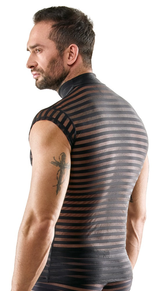 Rückansicht des Svenjoyment Querstreifen-Shirts am Model