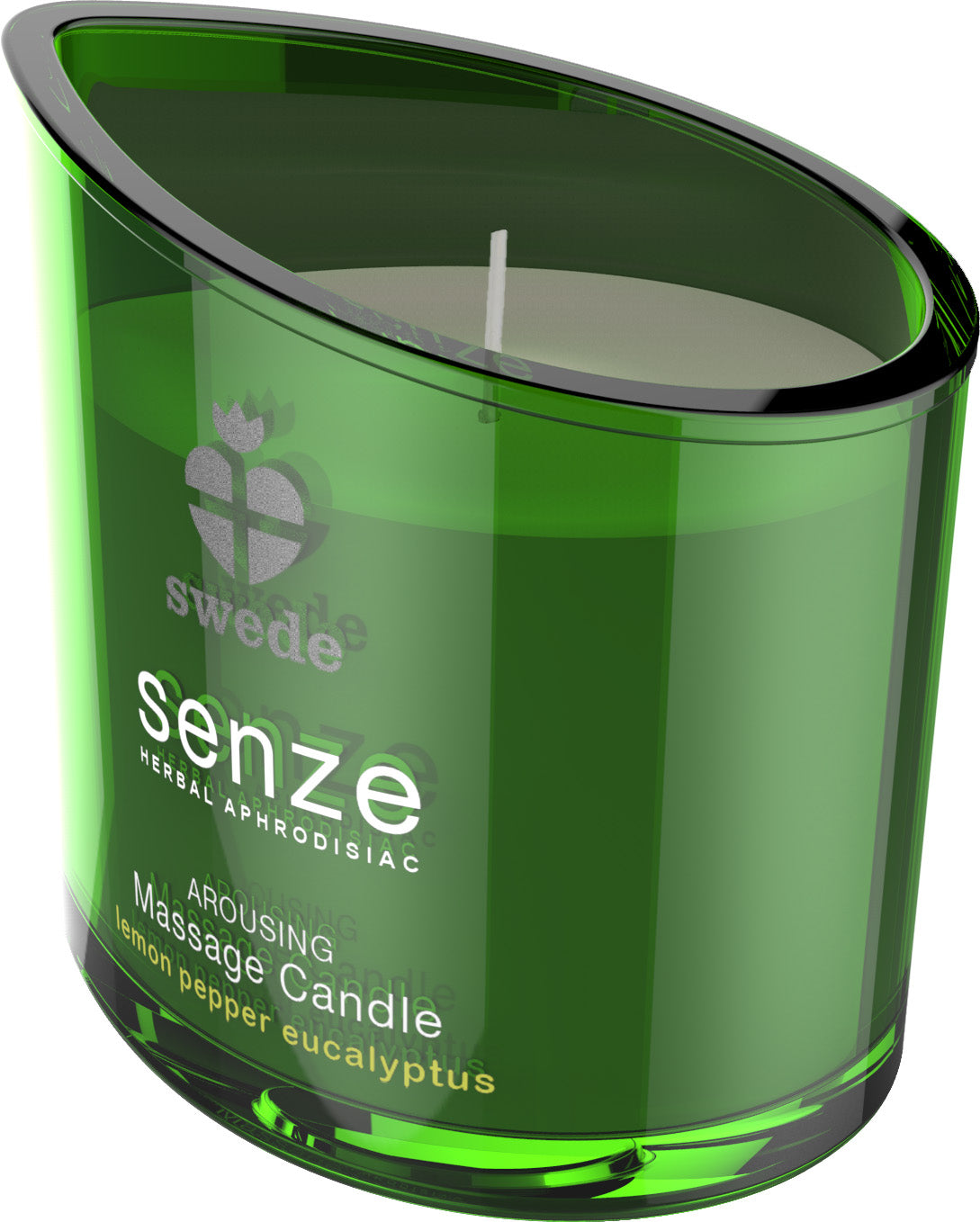 Swede SENZE Massage Candle Arousing im grünen Glasgefäß