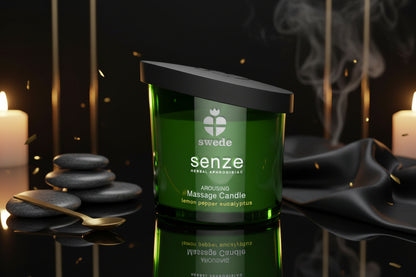 Swede SENZE Massage Candle Arousing Verpackung in grünem Design