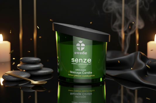 Swede SENZE Massage Candle Arousing Verpackung in grünem Design