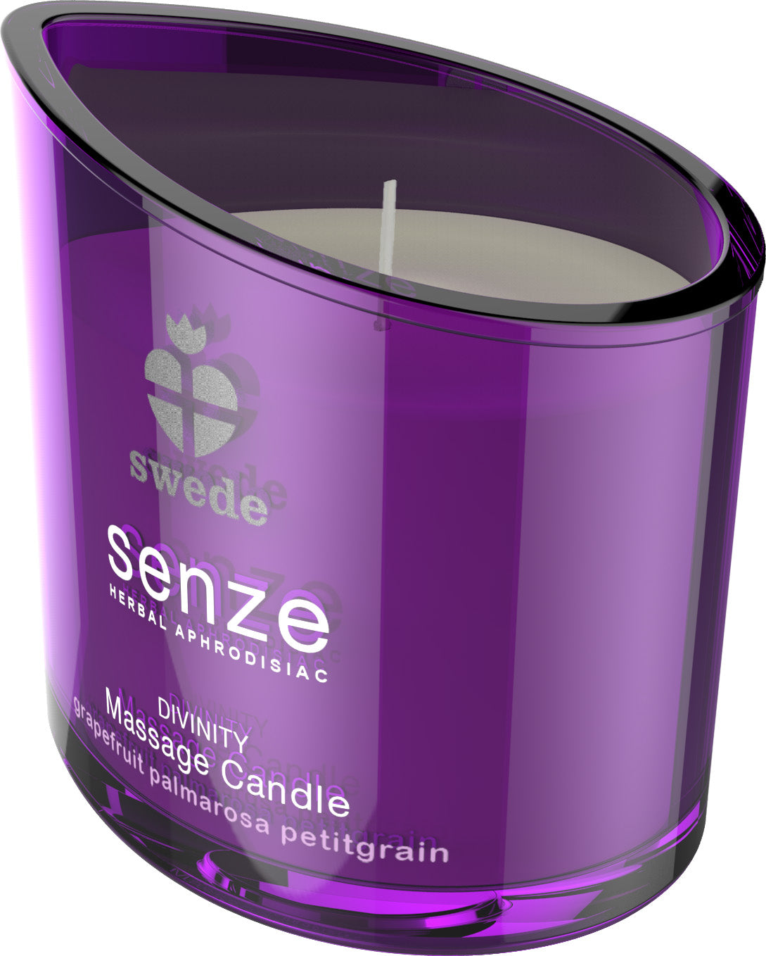 Swede SENZE Massage Candle Divinity im Glasbehälter mit stilvollem Design für intime Wellnessmomente