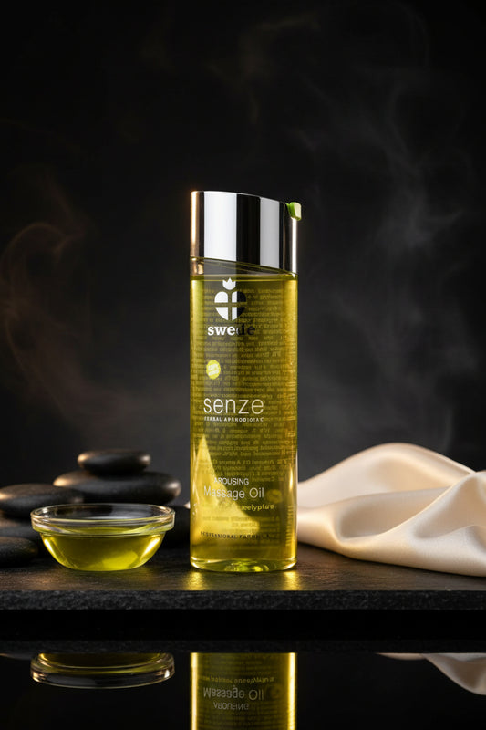 Swede SENZE Massage Oil Arousing pflanzliches Massageöl mit ätherischen Ölen in eleganter Flasche