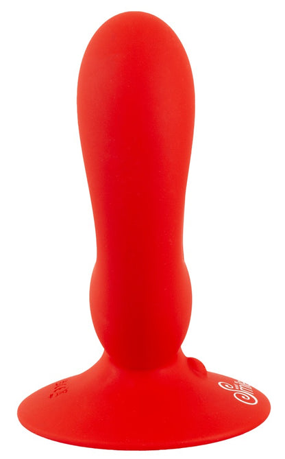 Sweet Smile Doppelvibrator in Rot – seitliche Produktansicht mit langem abgerundetem Stimulationsarm und breiter Basis
