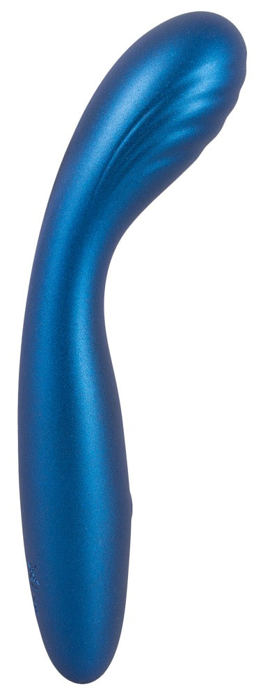 Sweet Smile Flexible G-Spot G-Punkt-Vibrator in Blau – Seitenansicht mit deutlich geschwungenem Schaft und abgerundeter Spitze