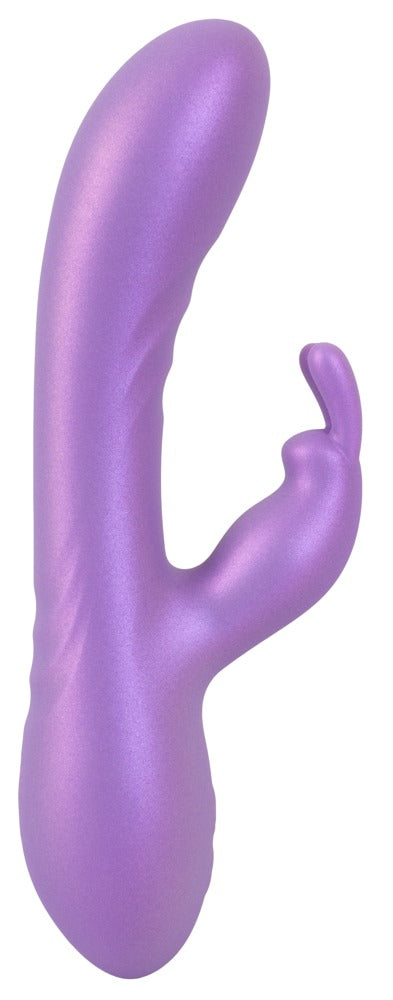 Sweet Smile Flexible Rabbit Vibrator in Lila – Seitenansicht mit geschwungenem Schaft und gebogenem Stimulationsarm