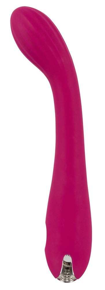 Sweet Smile G-Spot Vibrator in Pink – Seitenansicht mit deutlich gebogenem Schaft und abgerundeter Spitze