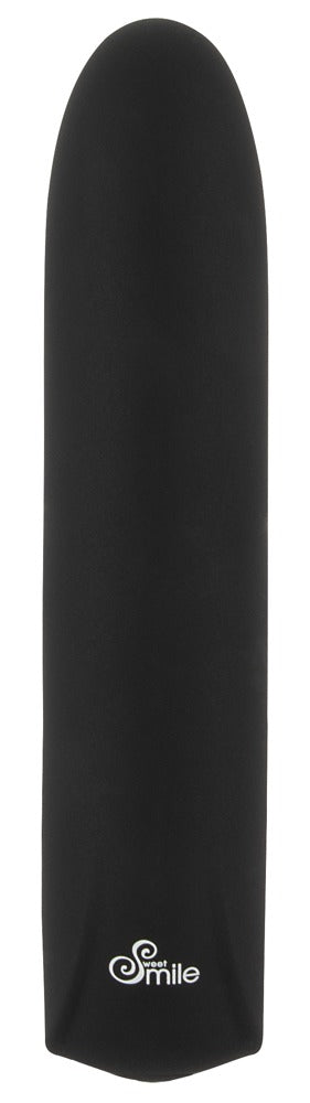 Sweet Smile Mini Vibrator in Schwarz – Frontansicht mit schlanker länglicher Form und abgerundeter Spitze