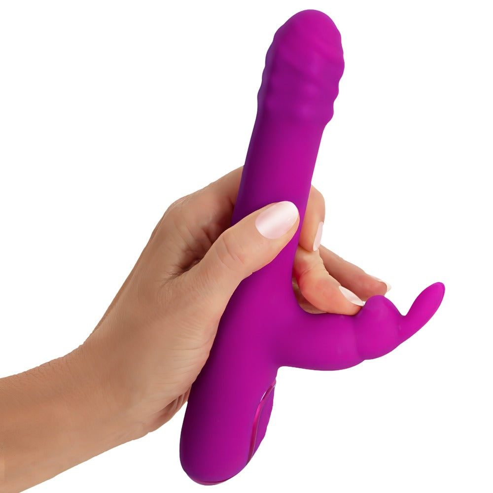 Sweet Smile Rabbit Vibrator in der Hand mit ergonomischem Griff und Bunny-Ausleger