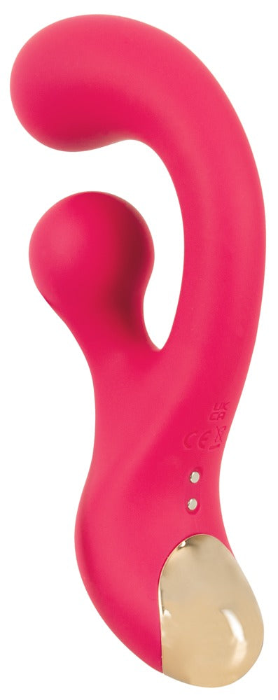 Sweet Smile Rabbit Vibrator in Pink – weitere Seitenansicht mit deutlich sichtbarem gebogenem Stimulationsarm